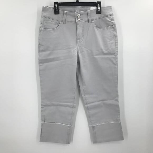 Style & Co Stretch High Rise Cuff Capri Pants Misty Harbor Gray 8P Petite - Picture 1 of 3